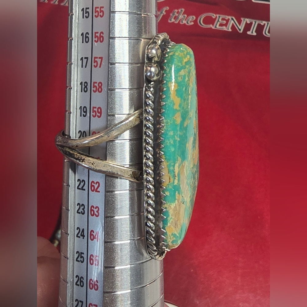 STUNNING Native American Navajo Signed High Grade Royston Turquoise Ring Sz 9.25 - Picture 6 of 6